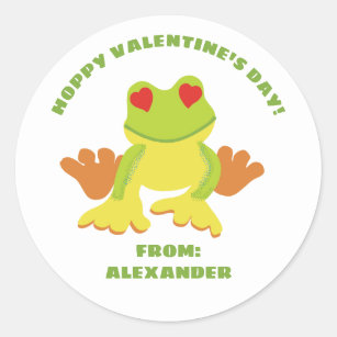Kids Cute Frog Valentine's Day Class Exchange Classic Round Sticker