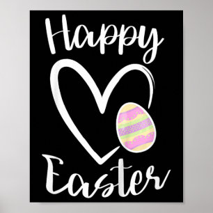 Kids Cute Girls Happy Easter Heart Pastel Girls Ea Poster