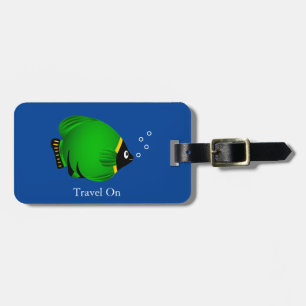 Kids Cute Green Fish Personalise Luggage Tag