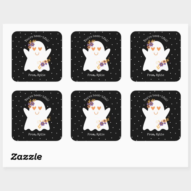 Kids Cute halloween Ghost Square Sticker (Sheet)