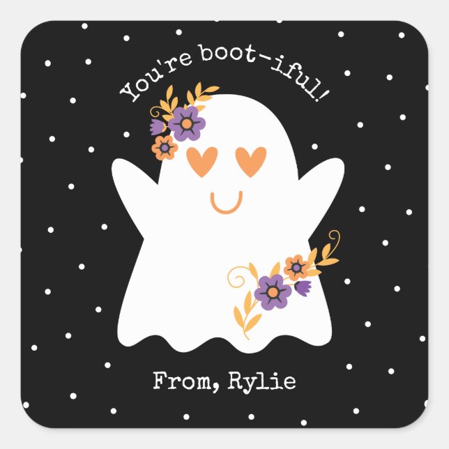 Kids Cute halloween Ghost Square Sticker (Front)