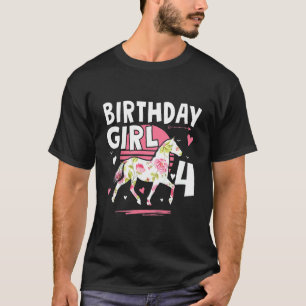 Kids Cute Horse Birthday Girl 4 For Girl T-Shirt