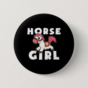 Kids Cute Horse Girl Pony Maid Gallop Ride Girls H 6 Cm Round Badge