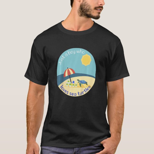 Kids Cute Just A Boy Who Loves Sea Turtles Ocean L T-Shirt (Front)