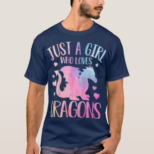 Kids Cute Just A Girl Who Loves Dragons Pastel Tod T-Shirt