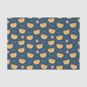 Kids Cute Kitty Cat Faces Paw Prints Ball of Yarn Tissue Paper