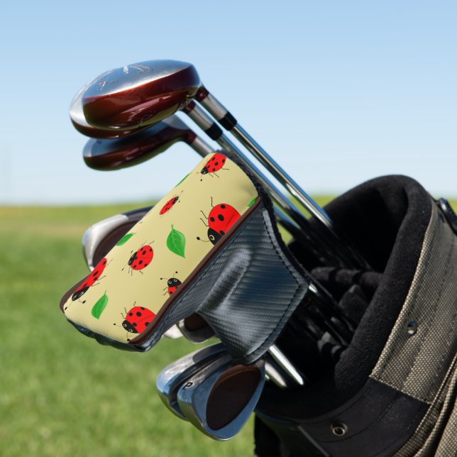 Kids Cute lady bug & green leave pattern gradient Golf Head Cover (In Situ)