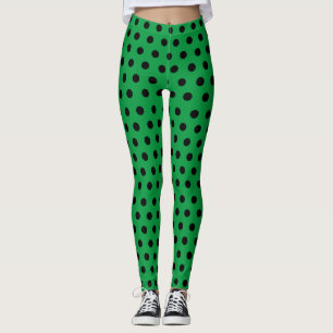 kids Cute Ladybug Green Polka dot Pattern Leggings