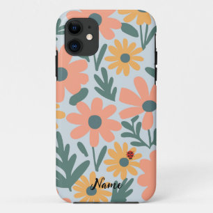 kids Cute Ladybug Polka dot Daisy Flower Pattern iPhone 11 Case