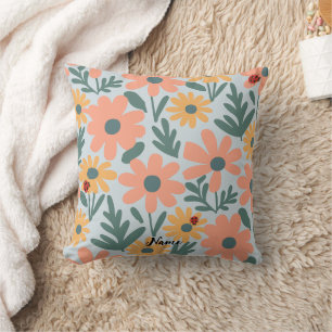 kids Cute Ladybug Polka dot Daisy Flower Pattern Cushion