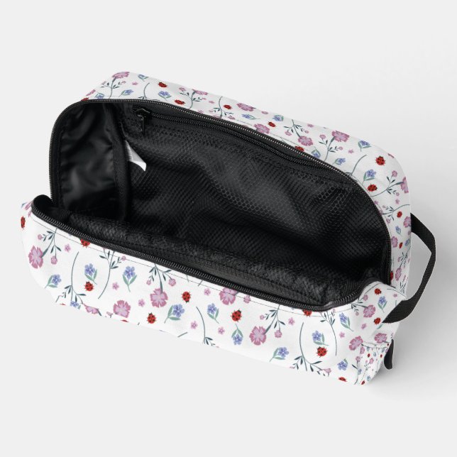 kids Cute Ladybug Polka dot Daisy Flower Pattern Dopp Kit (Open)