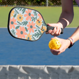 kids Cute Ladybug Polka dot Daisy Flower Pattern Pickleball Paddle