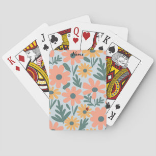 kids Cute Ladybug Polka dot Daisy Flower Pattern Playing Cards