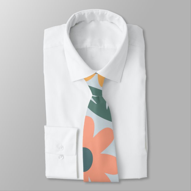 kids Cute Ladybug Polka dot Daisy Flower Pattern Tie (Tied)