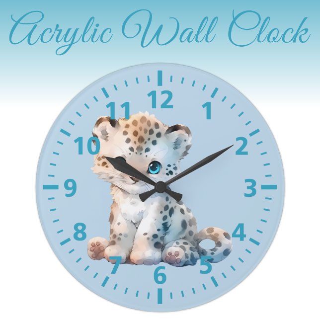 Kids cute leopard brown cream large clock (Creator Uploaded)