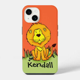 Kids cute lion orange graphic iPhone 14 case