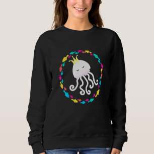 Kids Cute Little Laughing Jellyfish With Princess  Sweatshirt