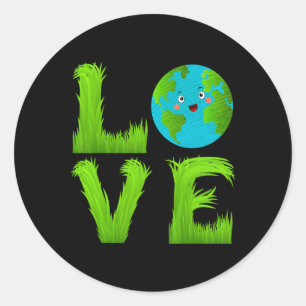 Kids Cute Love World Earth Day Green Planet Gr Lov Classic Round Sticker