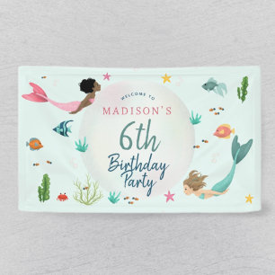 Kids Cute Magical Mermaid Birthday Welcome Sign