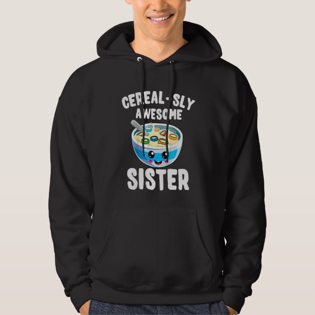 Kids Cute Matching Little Sister Lil Sis Cereal  P Hoodie (Front)