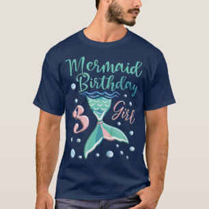 Kids Cute Mermaid 3rd Birthday Girl Mermaid T-Shirt