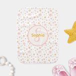 Kids Cute Name Pink Orange Pattern of Suns Hearts  Burp Cloth<br><div class="desc">This design radiates cheerfulness with its repeated pattern of suns,  hearts,  stars,  and dots. It is perfect for adding a sunny touch to a nursery or kid's room.</div>