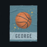 Kids Cute Navy Blue Basketball Sports Boys Fleece Blanket<br><div class="desc">This cute blue kids fleece blanket features a sports design,  with a basketball,  and stars. The blanket can be personalised with your boys name in sporty typography. The perfect gift for any sport lover!</div>