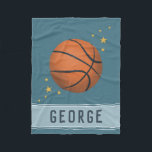 Kids Cute Navy Blue Basketball Sports Boys Fleece Blanket<br><div class="desc">This cute blue kids fleece blanket features a sports design,  with a basketball,  and stars. The blanket can be personalised with your boys name in sporty typography. The perfect gift for any sport lover!</div>