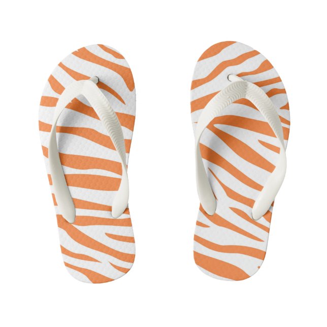 Kids Cute Orange Stripe Flip Flops (Footbed)