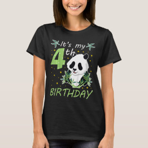 Kids Cute Panda It s My 4th Birthday Party Animal T-Shirt
