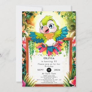 Kids Cute Parrot Birthday Invitation