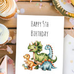 Kids Cute Personalised Dinosaur Birthday  Card<br><div class="desc">This adorable watercolor design includes watercolor dinosaurs in various hues of red, blue, and green. This dinosaur birthday card design also includes the phrase "Happy Birthday!" on the front of the card. The inside of the card includes a place to add a name as well as the phrase "Hope your...</div>