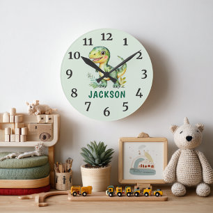 Kids Cute Personalised Dinosaur Room Clock