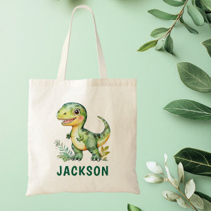 Kids Cute Personalised Dinosaur  Tote Bag