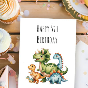 Kids Cute Personalized Dinosaur Birthday  Card
