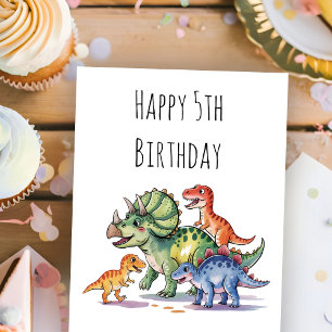 Kids Cute Personalized Dinosaur Birthday  Card