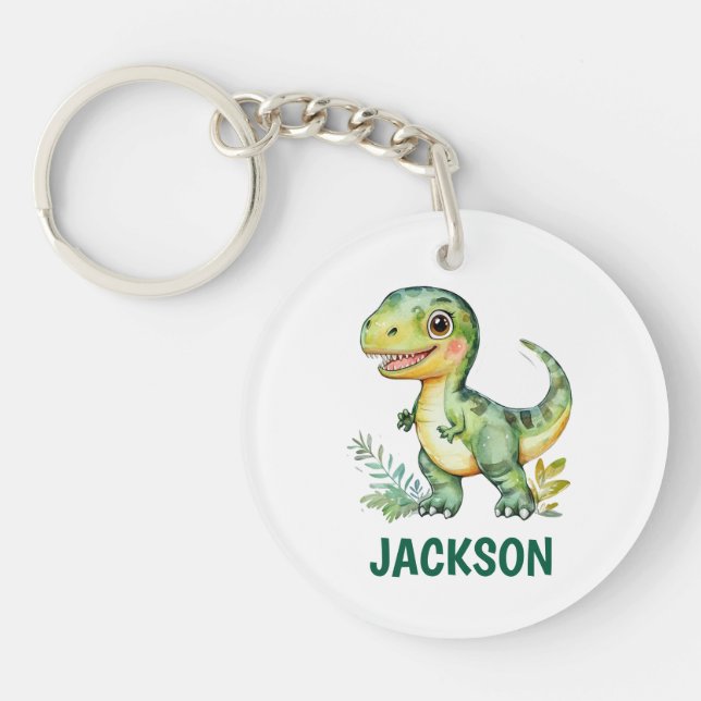 Kids Cute Personalized Dinosaur  Key Ring (Front)