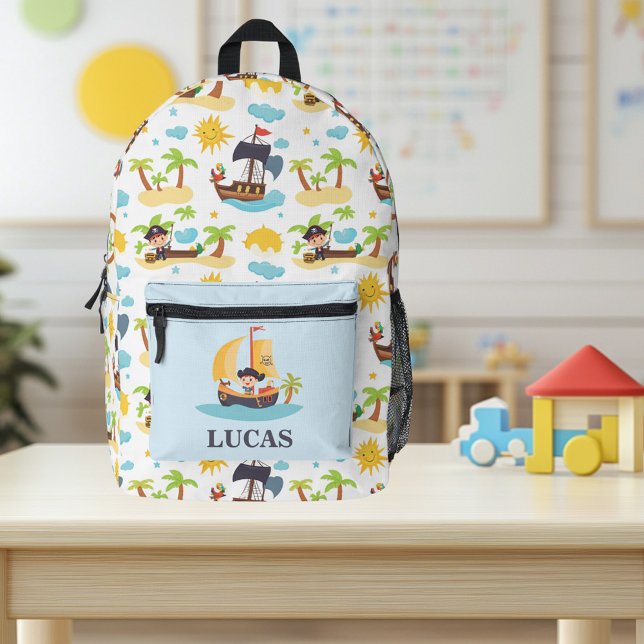 Kids Cute Personalized Pirate Ship Pattern  Printed Backpack (Creator Uploaded)