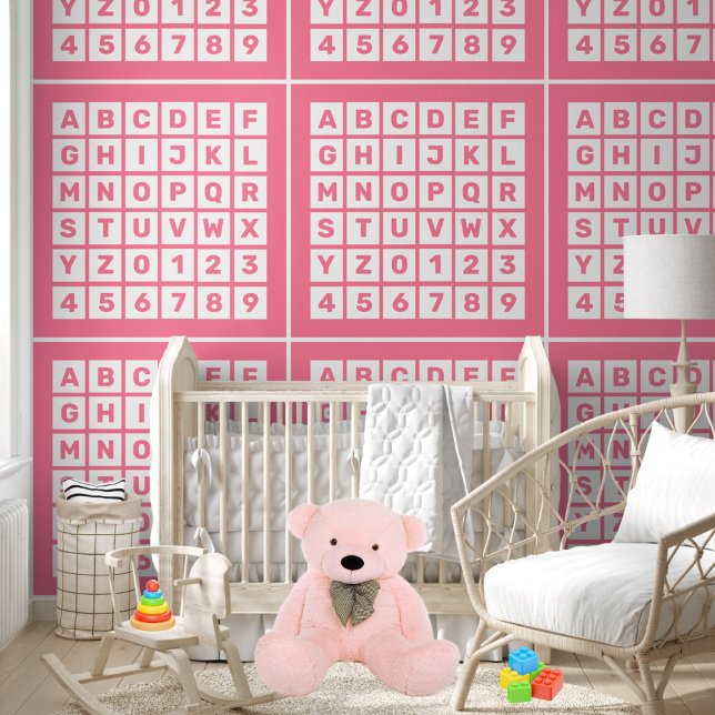 Kids Cute Pink Alphabet and Number Pattern Wallpaper (Creator Uploaded)