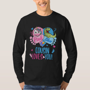 Kids Cute Pink or Blue COUSIN Loves You Dinosaur o T-Shirt