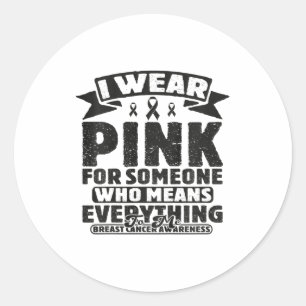 Kids Cute Pink Ribbon Family Breast Cancer Awarene Classic Round Sticker