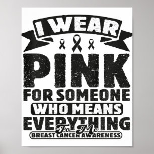Kids Cute Pink Ribbon Family Breast Cancer Awarene Poster