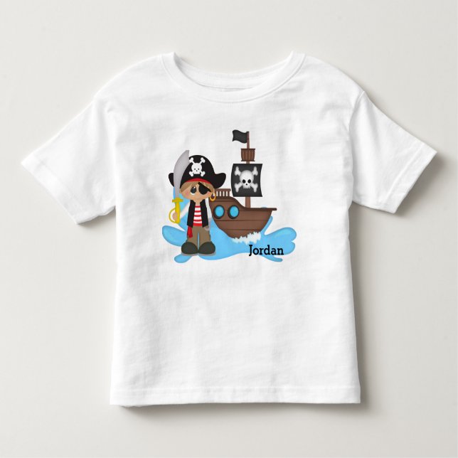 Kid's Cute Pirate Boy Toddler T-Shirt (Front)