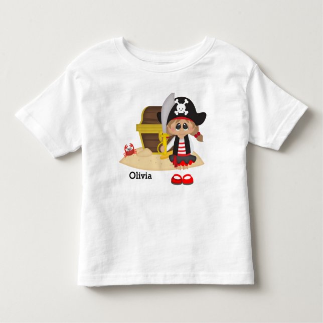 Kid's Cute Pirate Girl Toddler T-Shirt (Front)