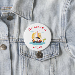 Kids Cute Pirate Ship Birthday Party 7.5 Cm Round Badge