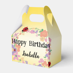 Kids Cute Polka dot Ladybug Spring Flower Birthday Favour Box