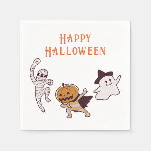Kids Cute Pumpkin Monster Halloween Party Napkin