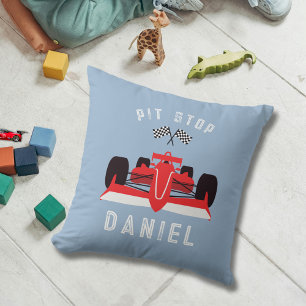 Kids Cute Racing Car Blue Cushion
