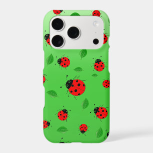 Kids Cute Red ladybug and green leave on gradient