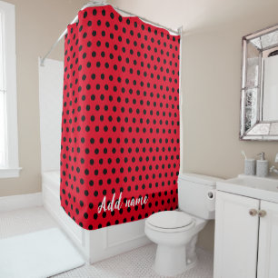 kids Cute Red Ladybug Polka dot party Pattern Shower Curtain